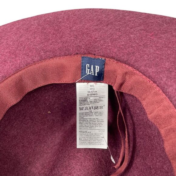 NEW GAP 100% wool fedora hat‎ Size M/L beet wine color - Picture 7 of 8